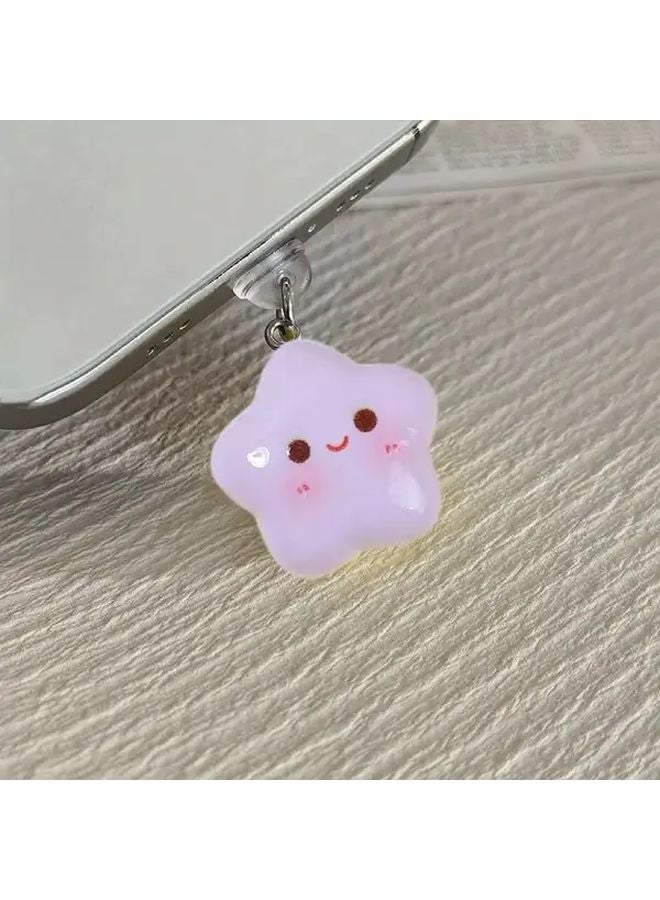 Purple Star USB Port Dust Plug For Android Phones Resin Charger Cover - Image 2